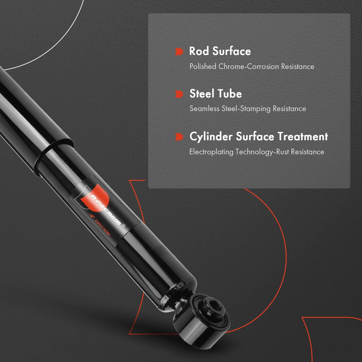A-Premium rear shock installed on vehicle rear improving ride control