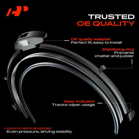 A-Premium blades installed on windshield showing smooth, streak-free wipe for better visibility