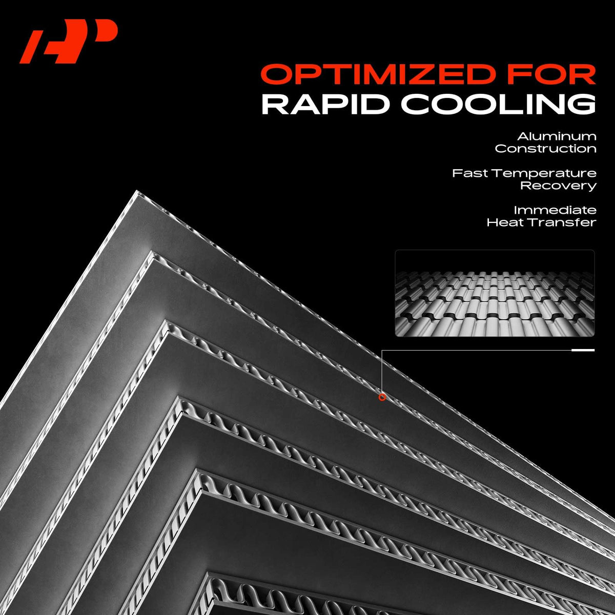 A-Premium oil cooler installed under the hood of a Kia Optima demonstrating correct fit