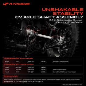 A-Premium left axle close-up of CV joint highlighting durable construction