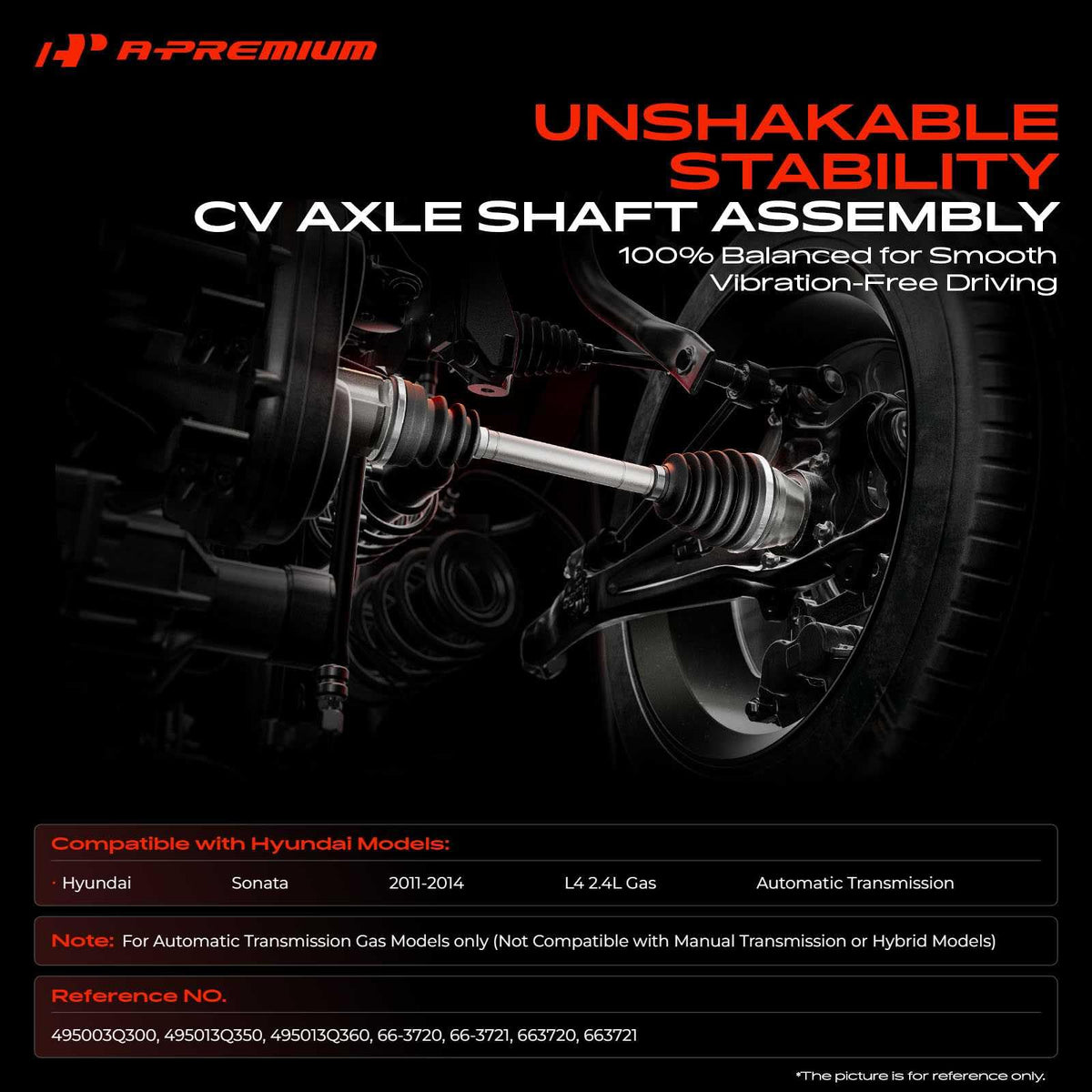 A-Premium left front axle detail highlighting joints and fitment for reliable power transfer