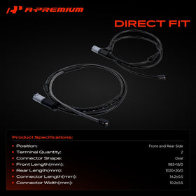 A-Premium front and rear sensor lengths displayed for accurate routing benefit