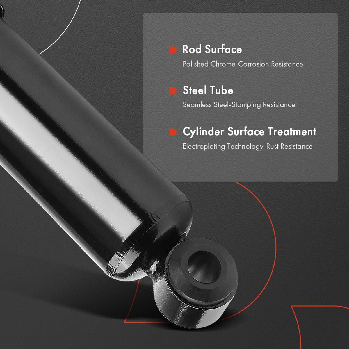 A-Premium shock next to ruler showing extended and compressed lengths
