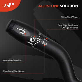A-Premium detail of lever markings for clear signal and headlamp indicators