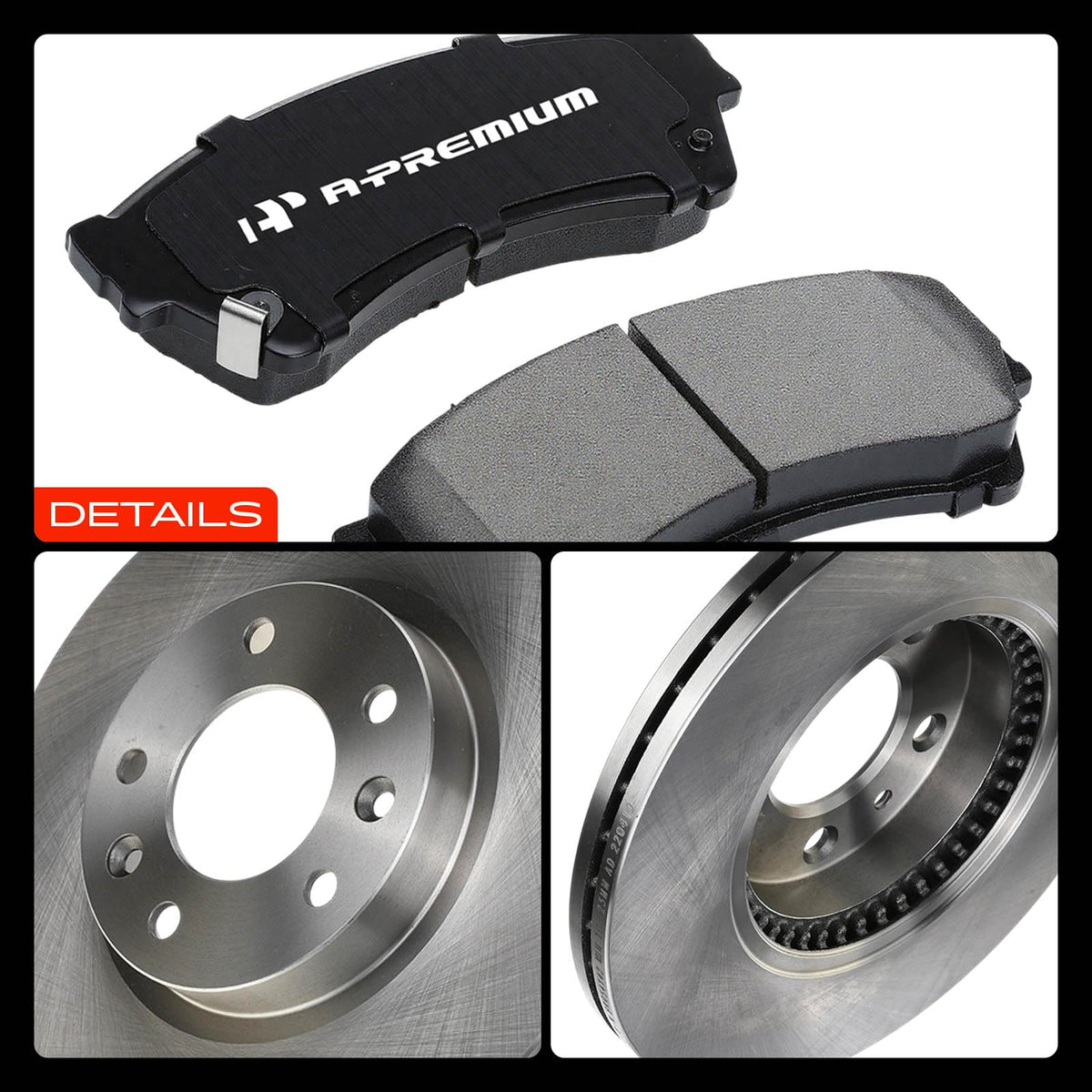 A-Premium kit being installed on a sedan front wheel in a garage setting