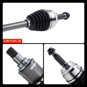 A-Premium axle shown near Toyota Camry wheel illustrating compatibility and peace of mind