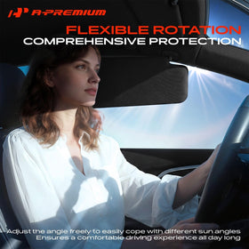 A-Premium lifestyle shot of driver using visor to block sun glare