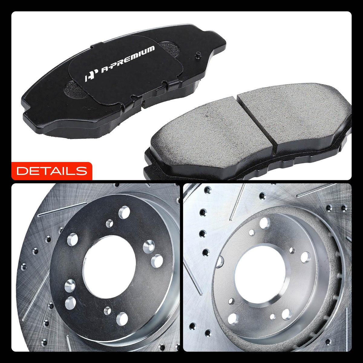 Mechanic installing A-Premium rotors and pads in garage, showing practical DIY use