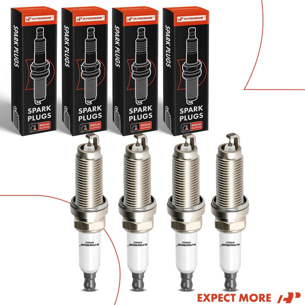 A-Premium spark plugs on a garage workbench ready for DIY replacement