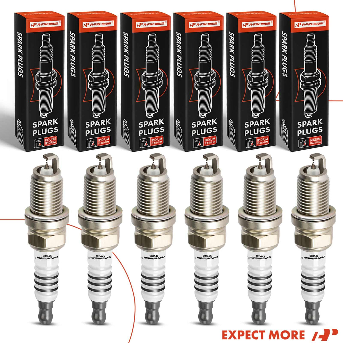 A-Premium spark plugs on a garage workbench conveying professional maintenance benefit