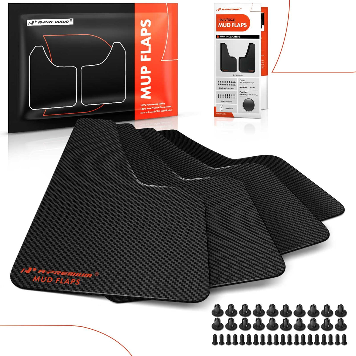 A-Premium mud flaps on car in roadside scene showing reduced road grime and protection