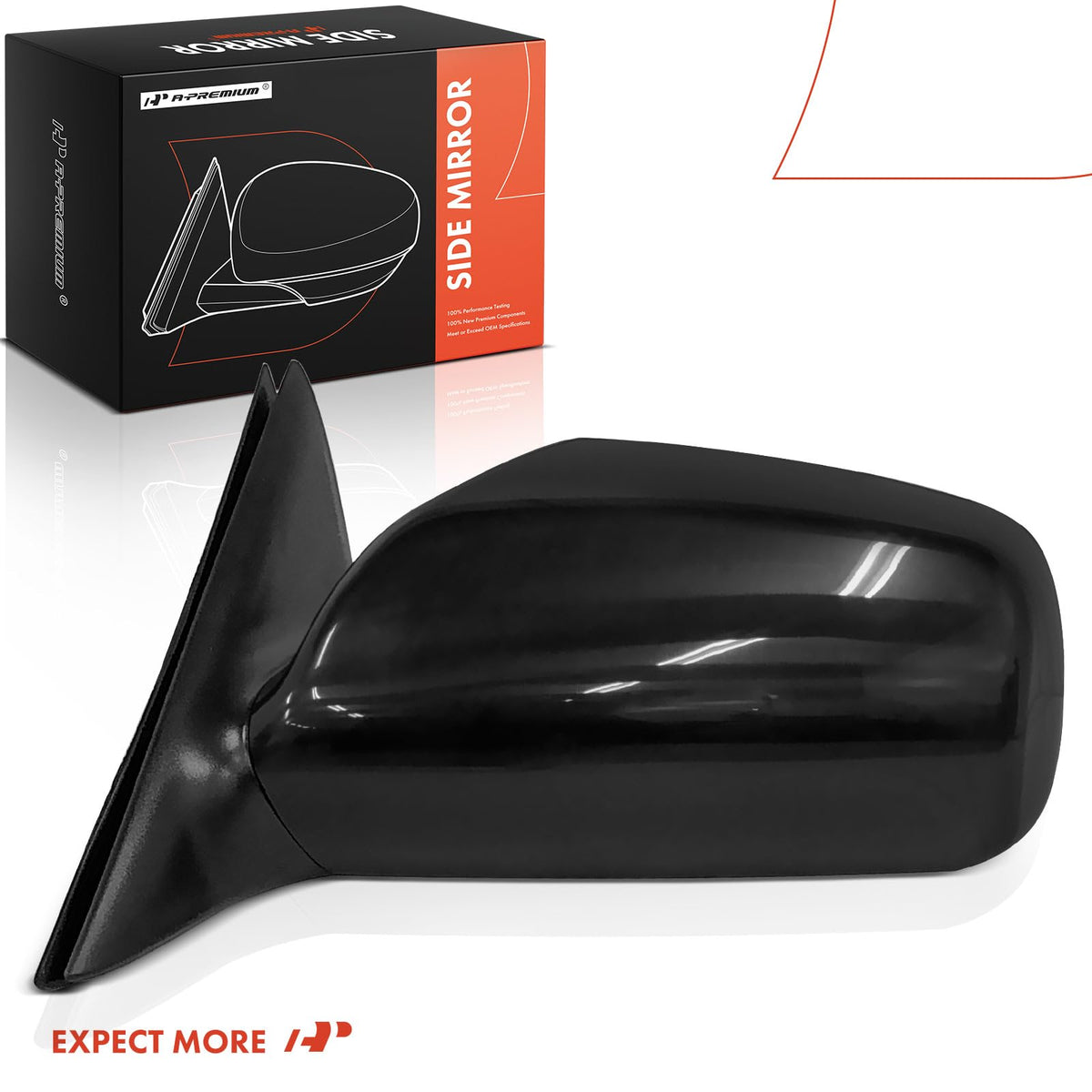 A-Premium mirror in a garage repair scene highlighting quick replacement benefit