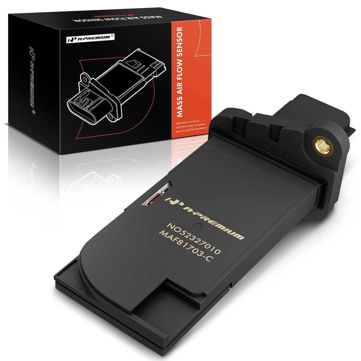 A-Premium front view of MAF sensor showing bolt-on fit and precise design benefit