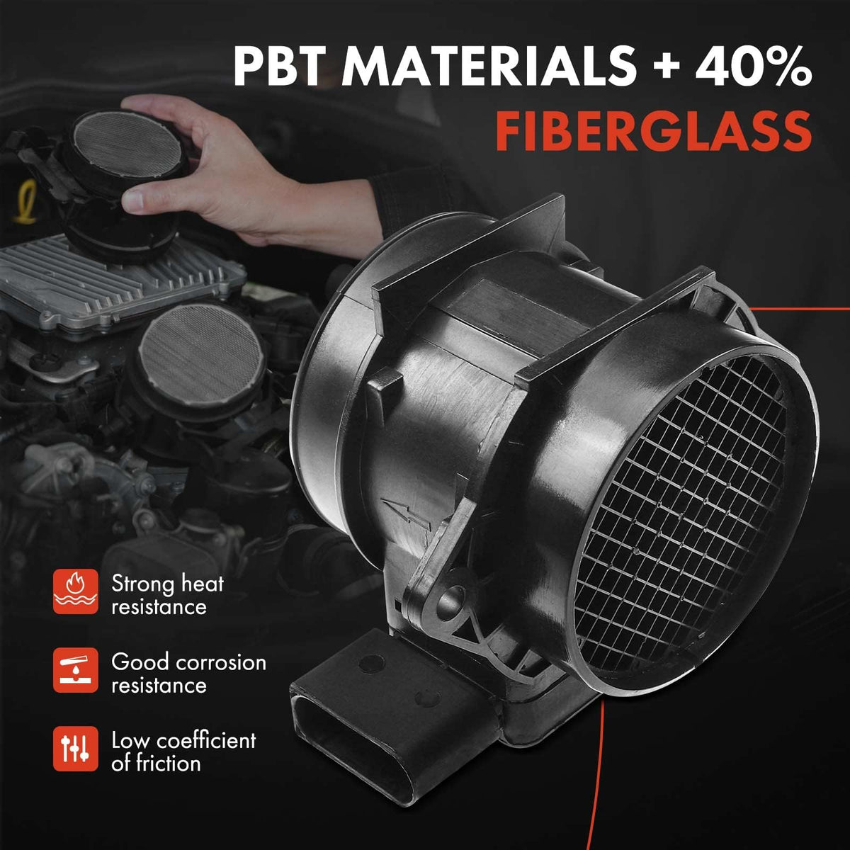 A-Premium material finish close-up showing durable PBT+GF30 and alloy