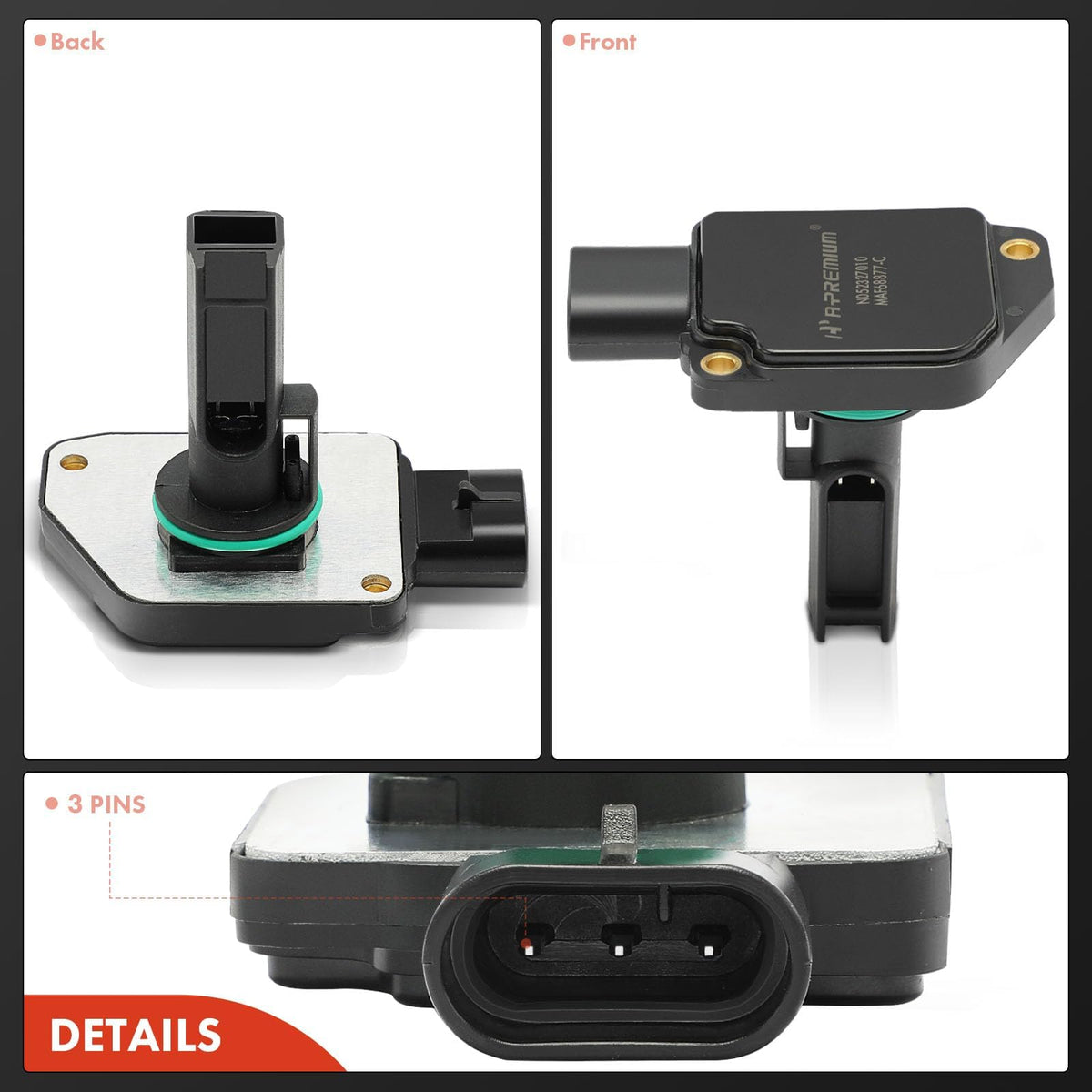 A-Premium MAF sensor side profile showing airflow housing and correct form