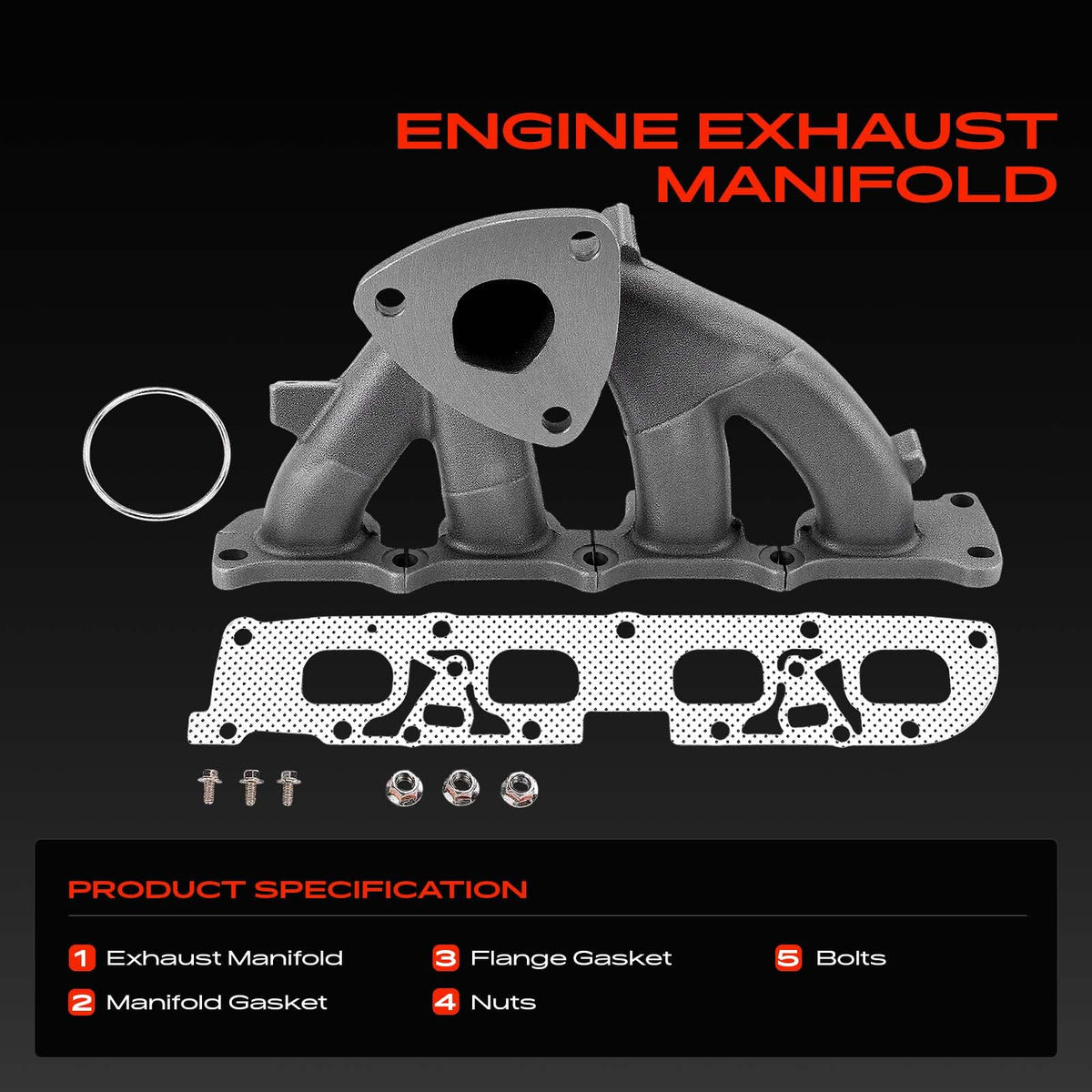 A-Premium gaskets and hardware laid out for complete installation convenience