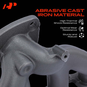 A-Premium side flange detail highlighting sturdy cast-iron construction benefit