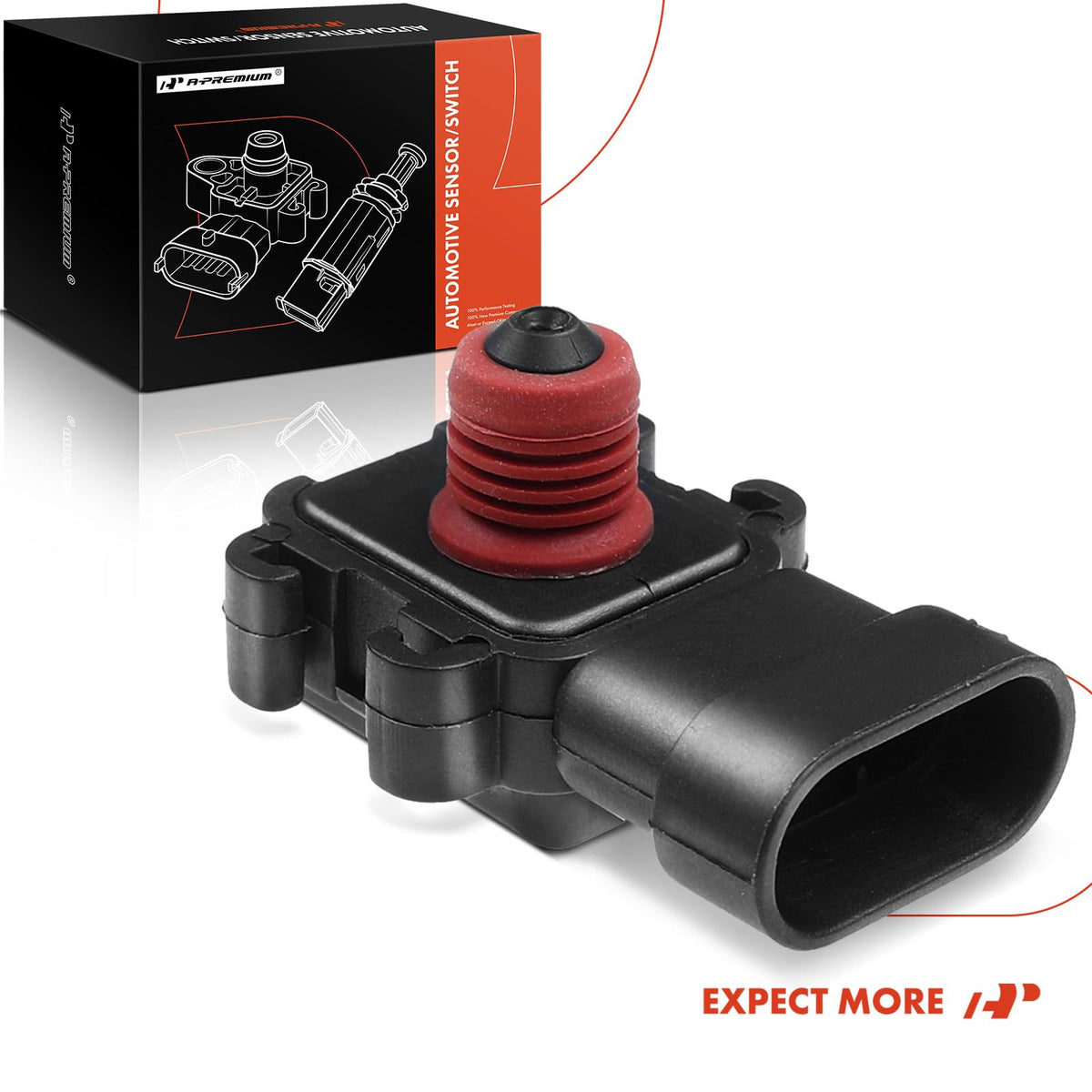 A-Premium MAP sensor compatibility list sheet showing supported Chevy GMC Buick Cadillac models
