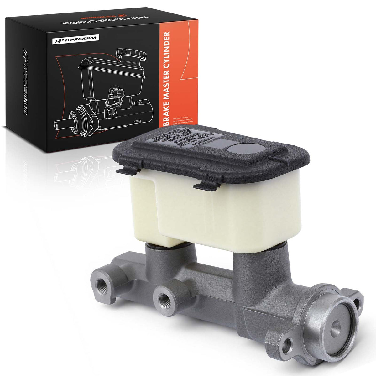 A-Premium master cylinder staged in a garage showing ready-to-install replacement