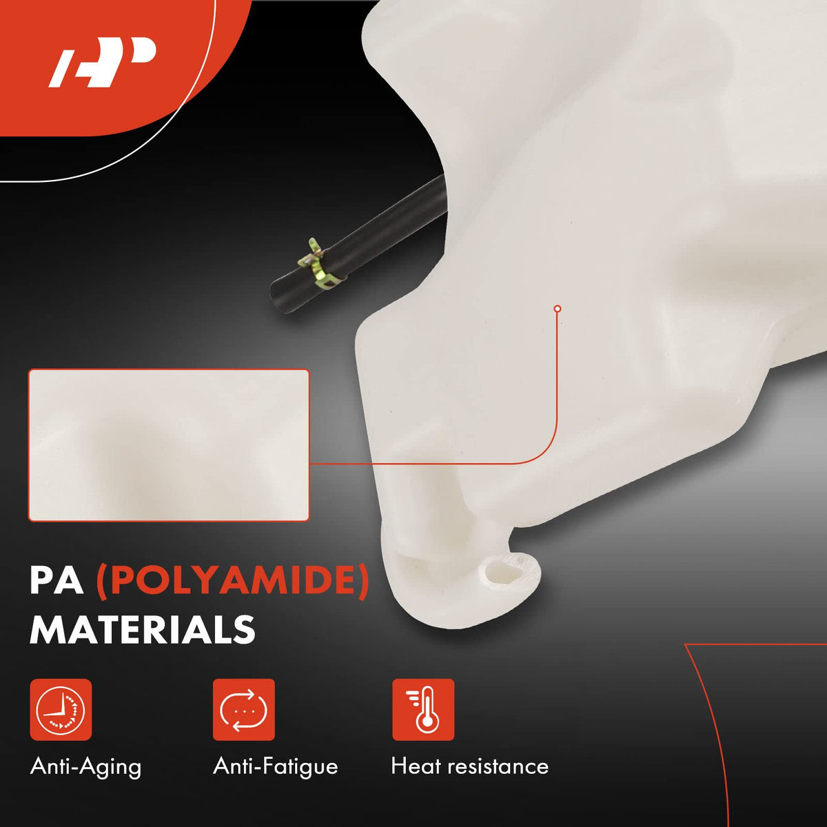 A-Premium molded inlet and outlet ports for leak-free hose connections