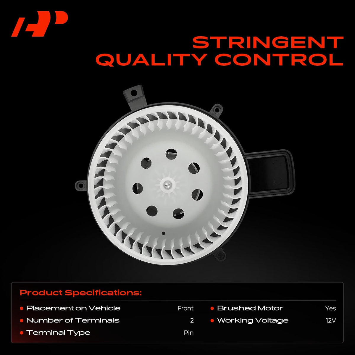 A-Premium motor terminal and connector view showing two-pin plug for quick direct fit