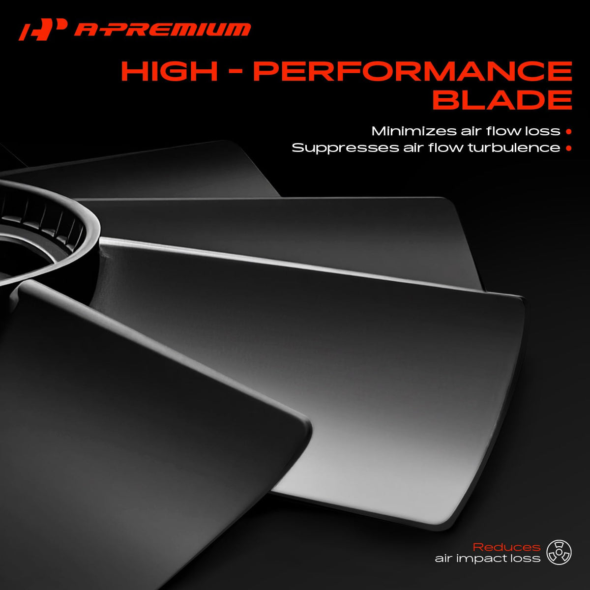 A-Premium fan blade mounted on clutch demonstrating direct-fit replacement benefit
