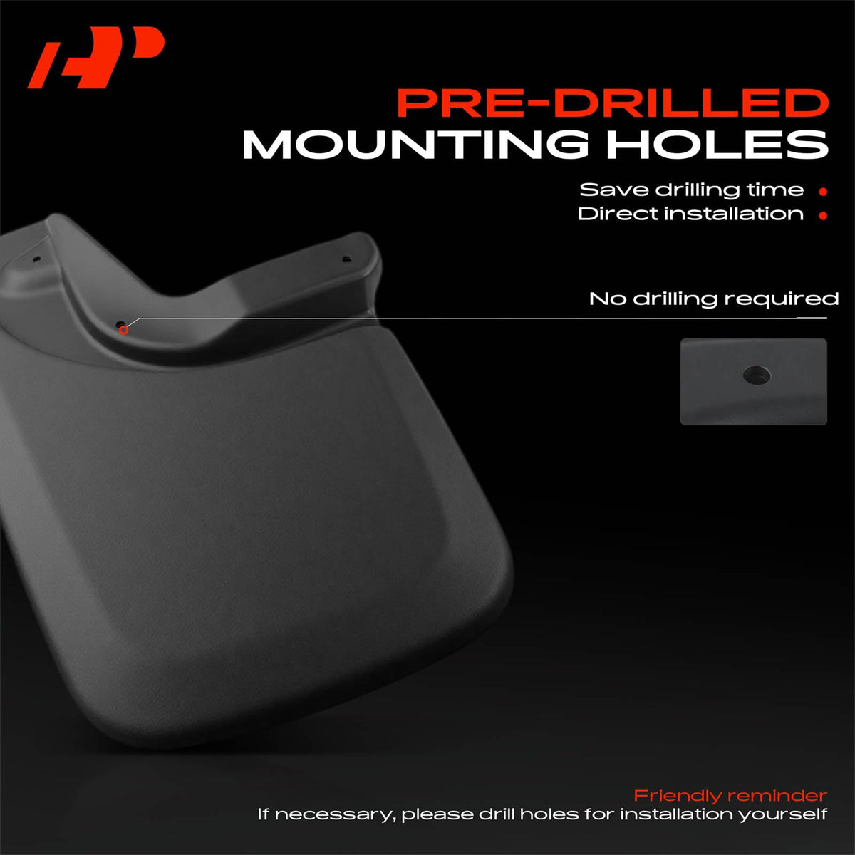 A-Premium laid-out mounting hardware showing included no-drill fasteners