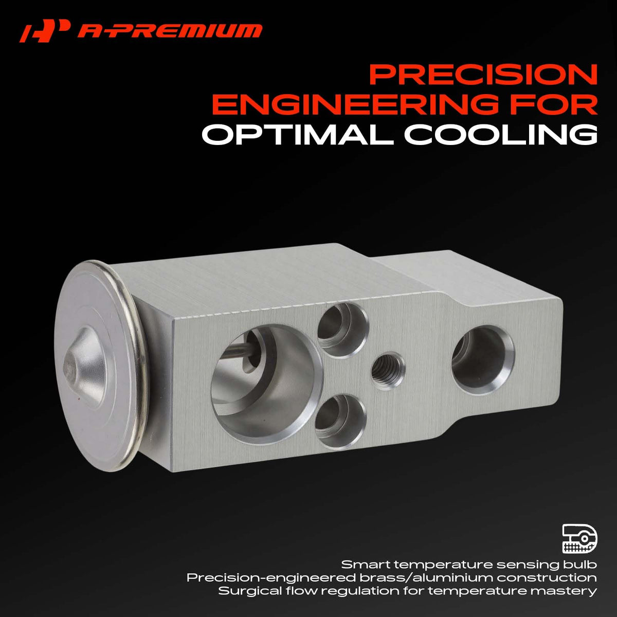 Detail of two mounting holes on A-Premium valve demonstrating secure OE-style attachment