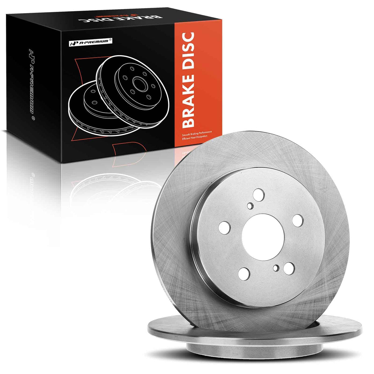 Comparison of A-Premium new rotor next to worn rotor illustrating restored braking surface