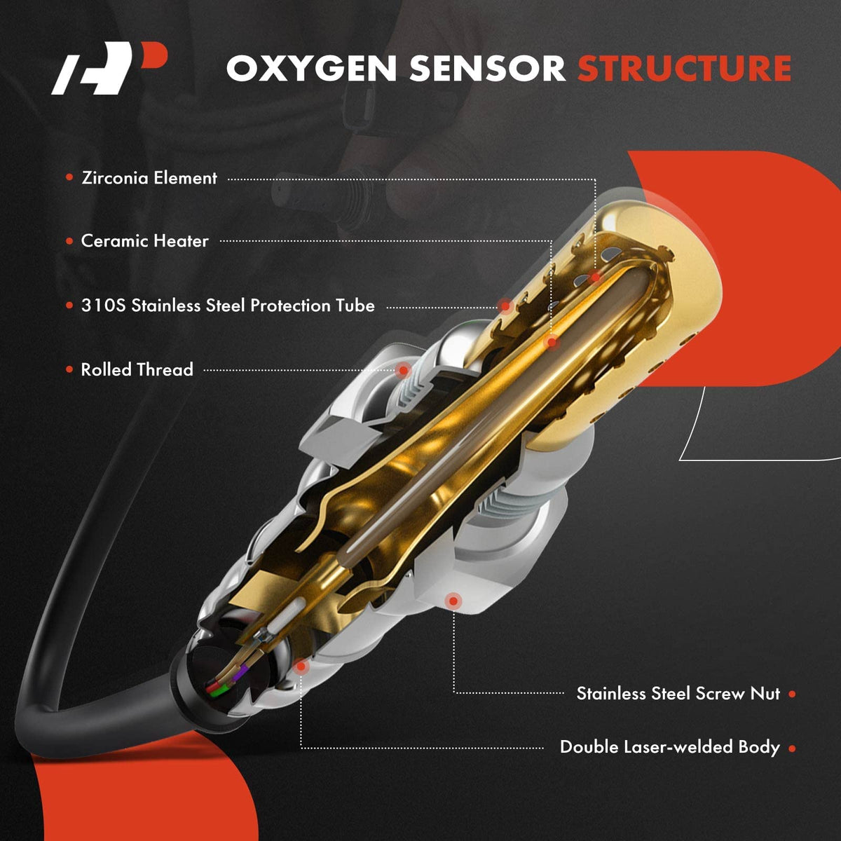 A-Premium threaded sensor tip close-up showing precision machining for seal