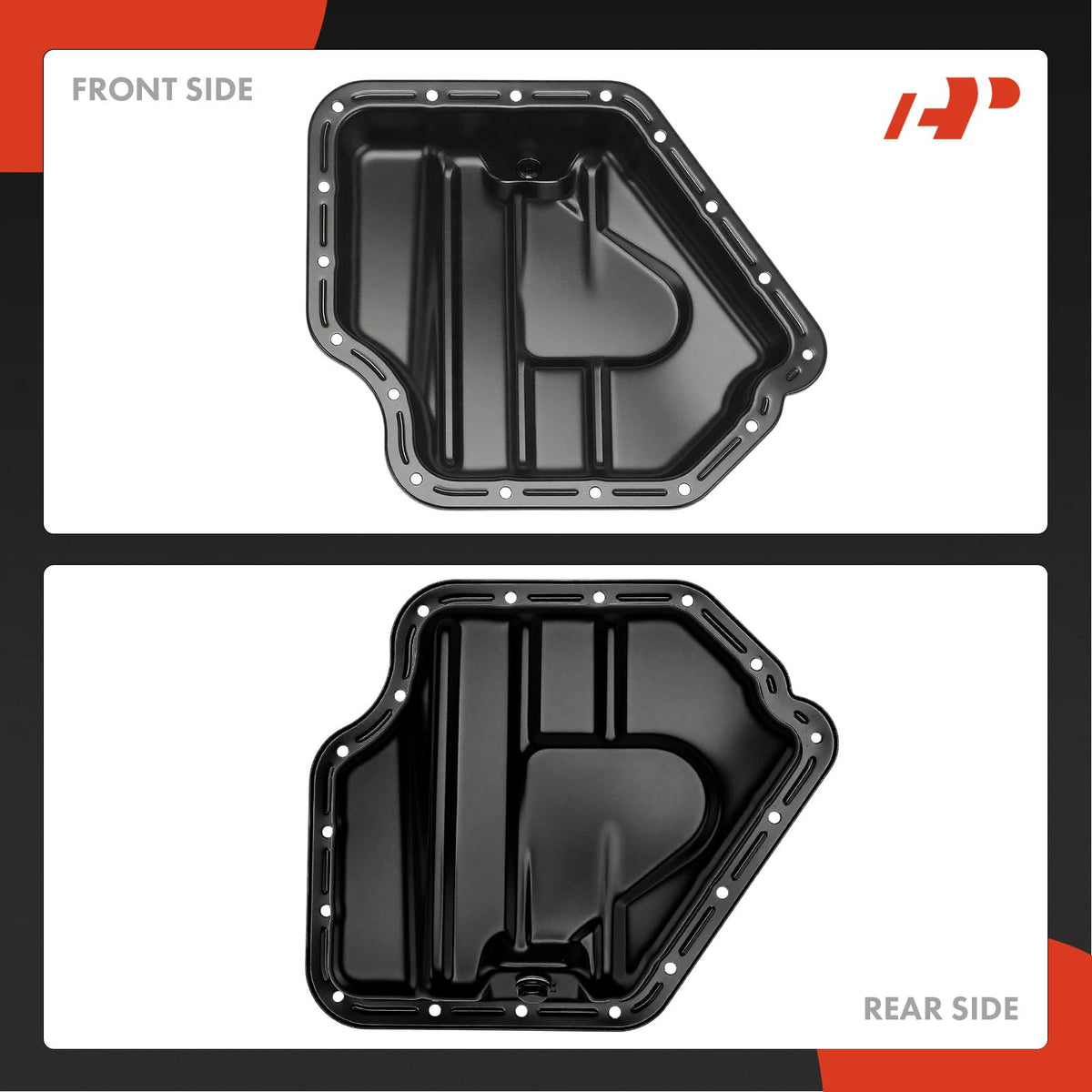 A-Premium oil pan next to ruler showing scale for accurate fit verification