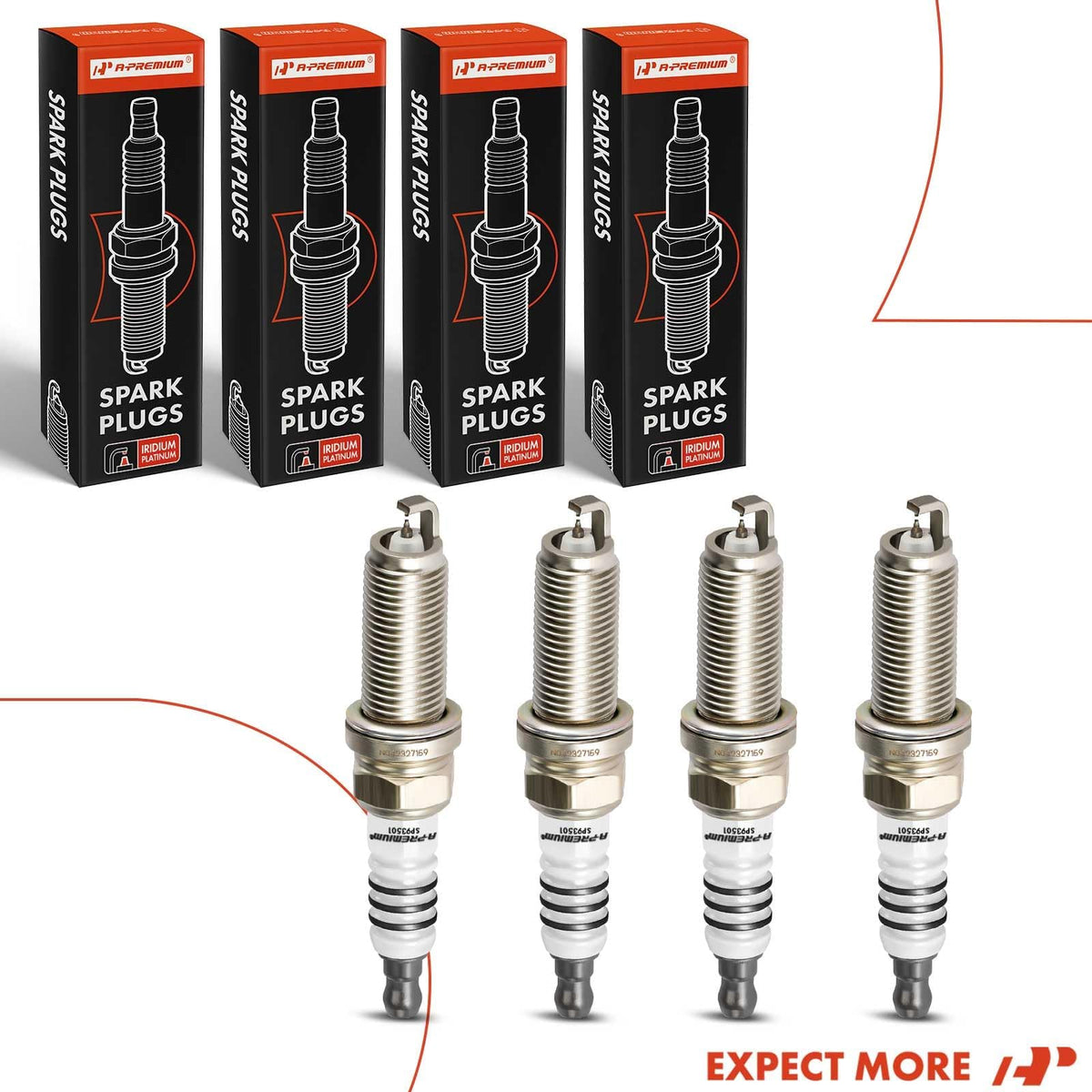 A-Premium pack of four layout showing all four plugs ready for replacement