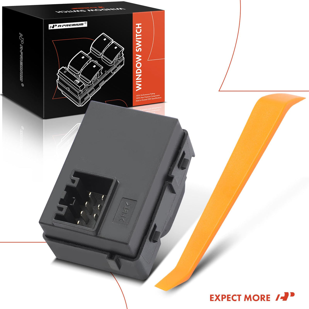 A-Premium packaging contents showing switch and removal tool for ready install
