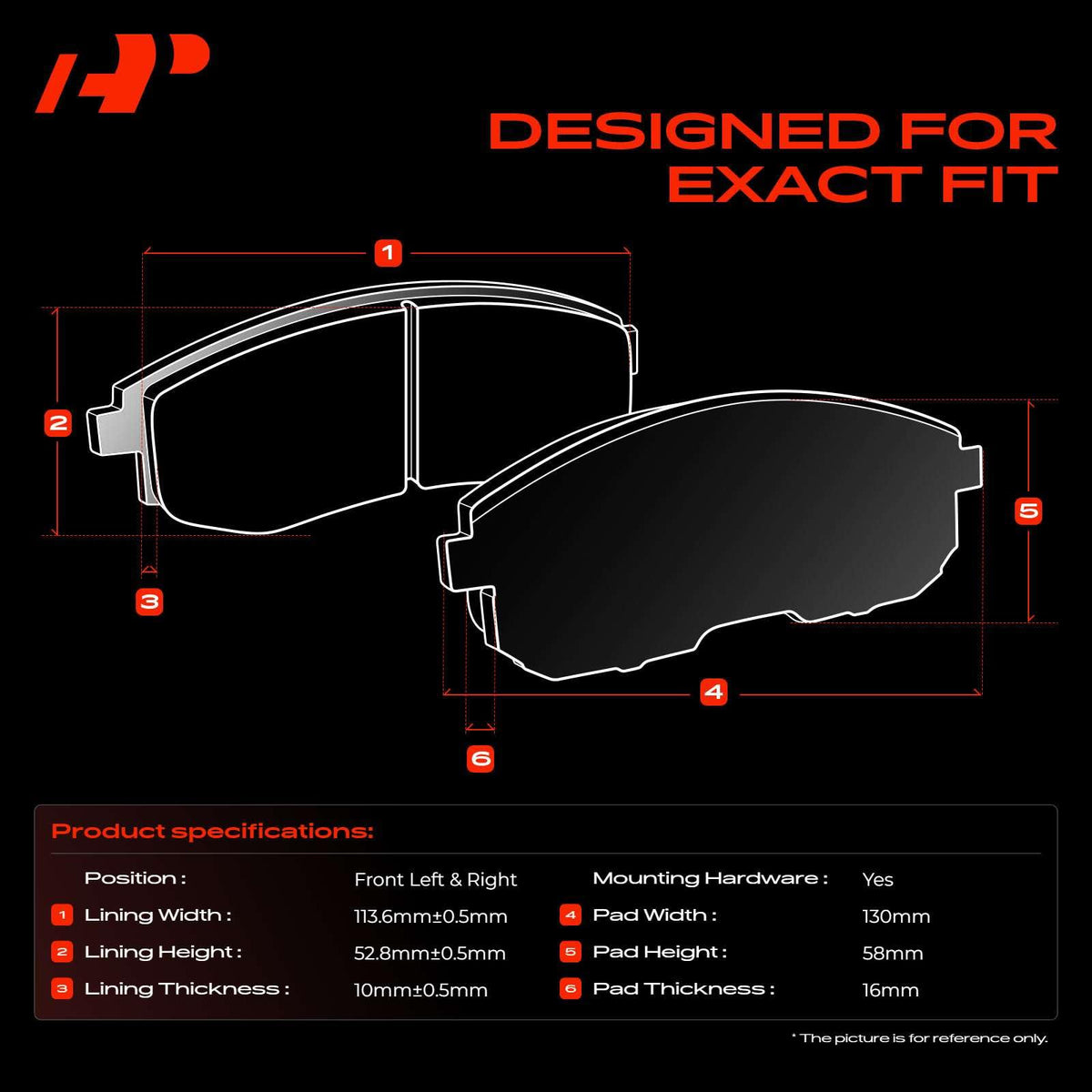 A-Premium pad backplate detail showing robust construction and secure attachment points