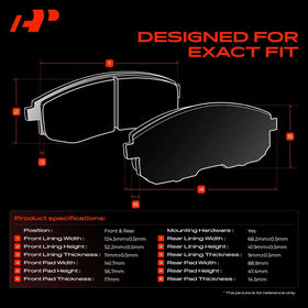 A-Premium close-up of rear ceramic pad highlighting noise-reduction features