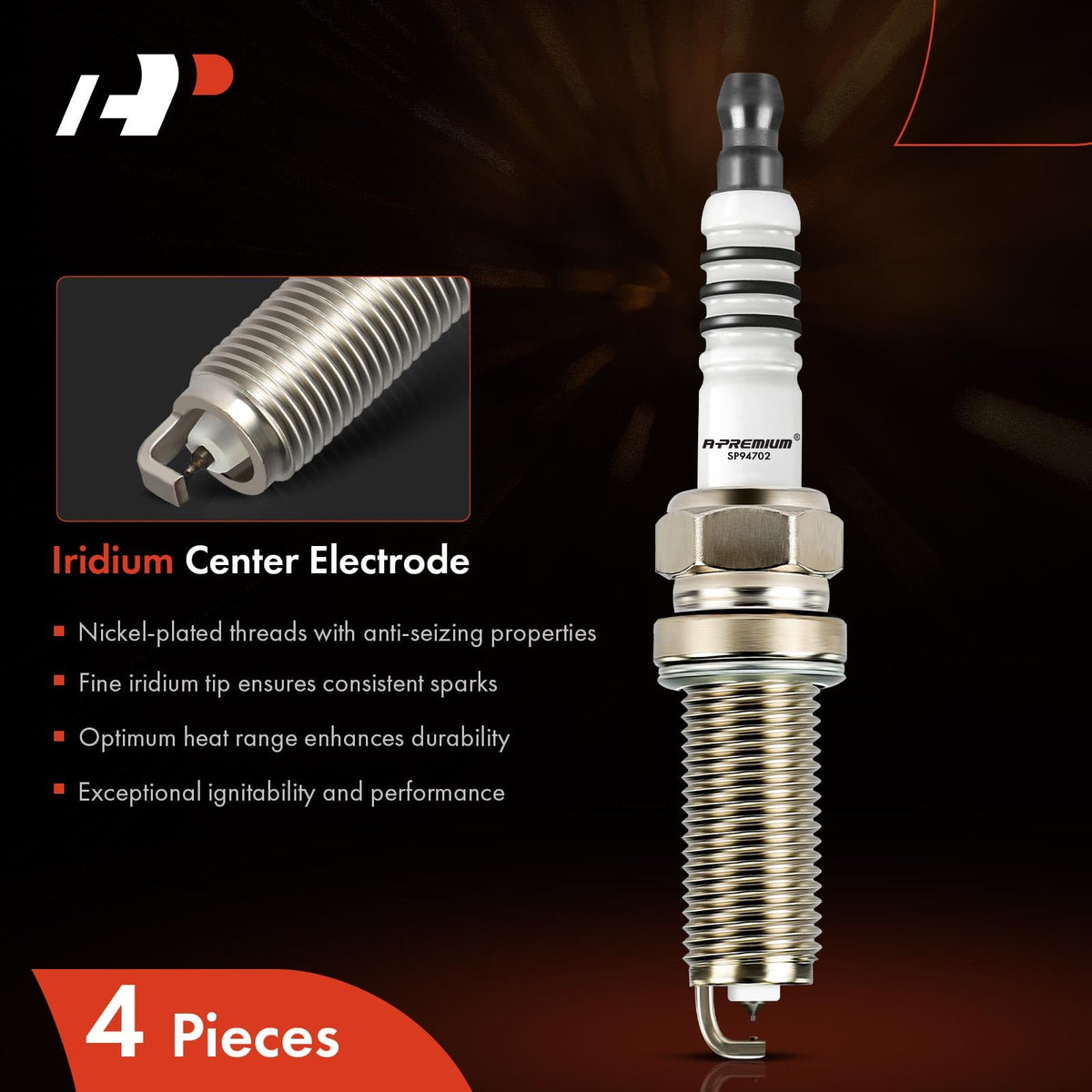 A-Premium plug side profile showing reach and dimensions for accurate fitment