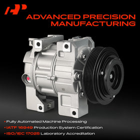 A-Premium pulley and six-groove detail highlighting belt compatibility and durable construction