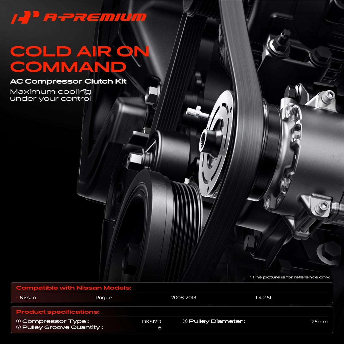 A-Premium pulley close-up highlighting 125mm diameter and smooth bearing