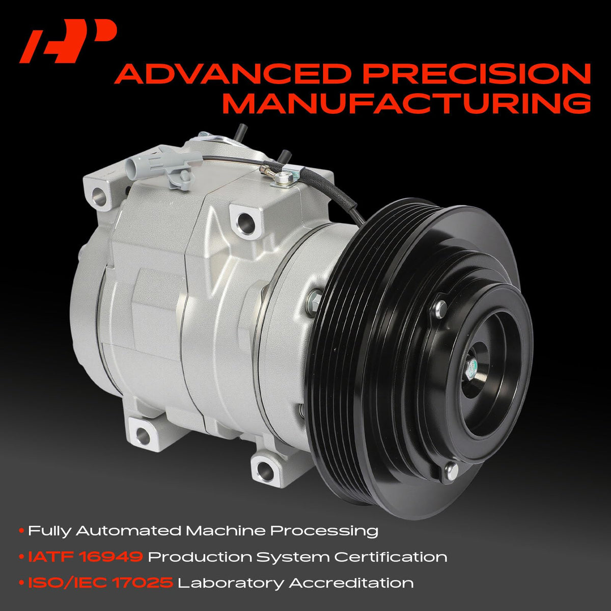 A-Premium 6-groove pulley detail showing grooves and alignment, ensures correct belt fitment