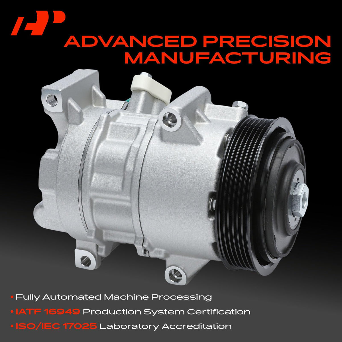 A-Premium pulley detail closeup highlighting six-groove design for belt compatibility benefit