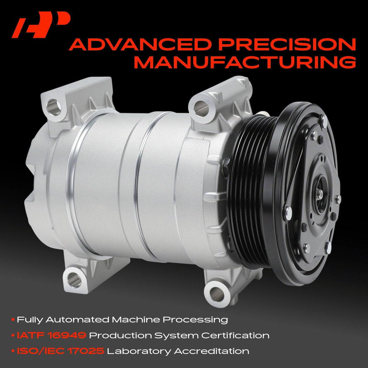 A-Premium pulley detail with six grooves for correct belt alignment and smooth drive
