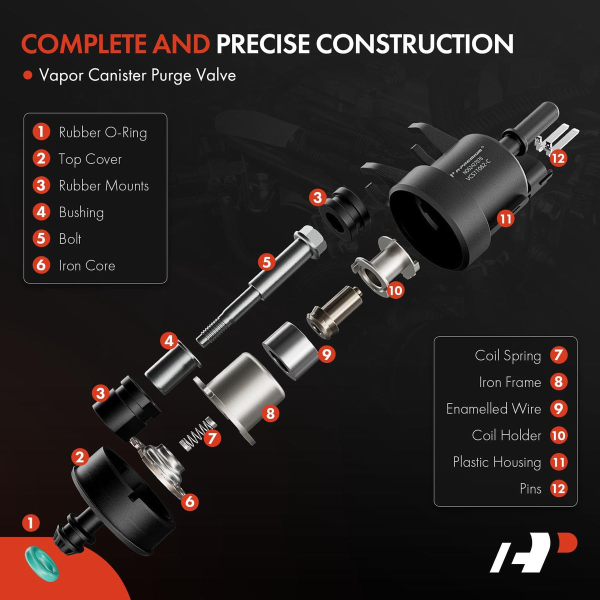 A-Premium purge solenoid mounting points clear for accurate bolt alignment