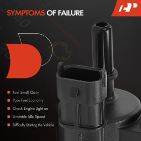 A-Premium purge solenoid next to ruler showing compact size for easy replacement
