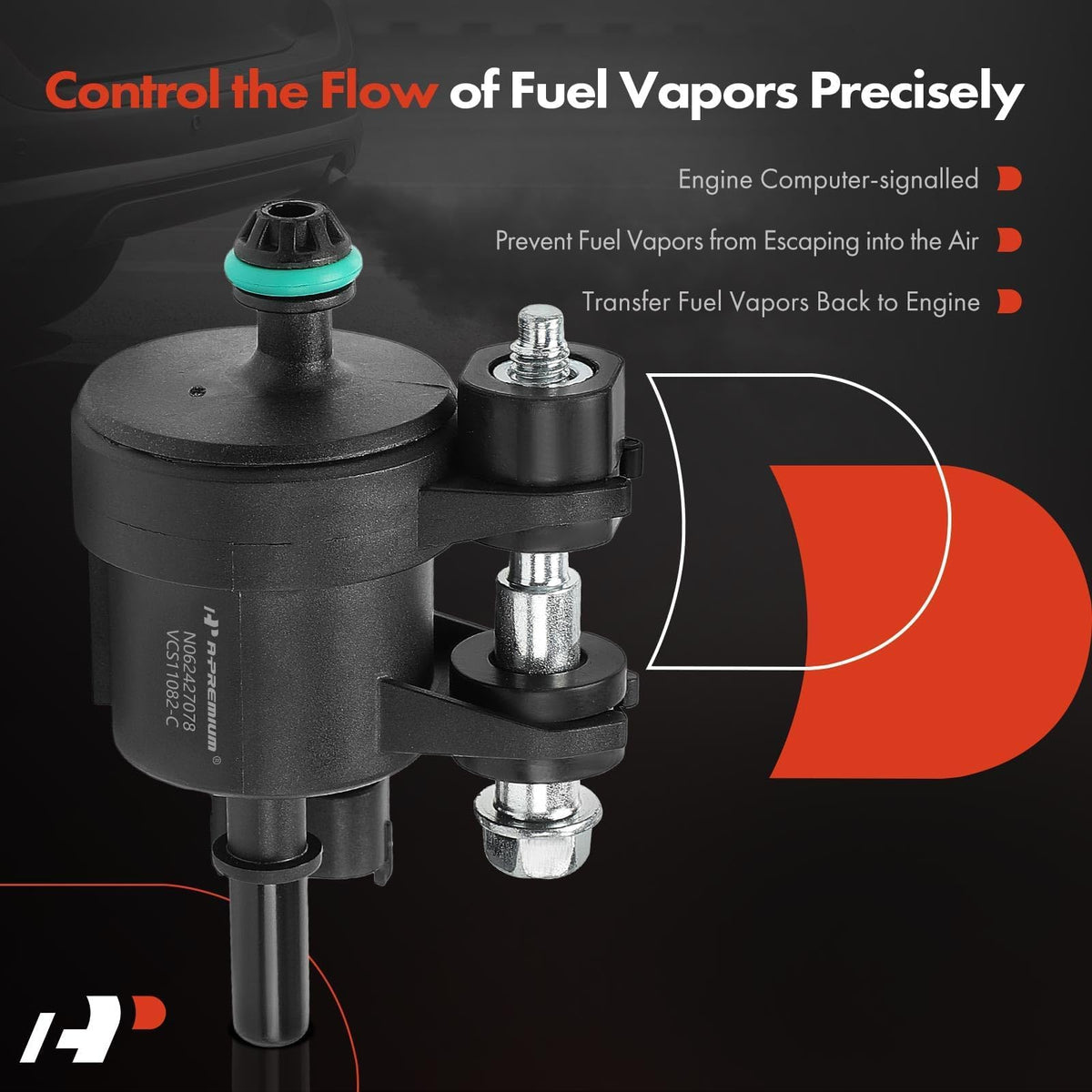 A-Premium purge solenoid vacuum ports closeup for secure hose connections