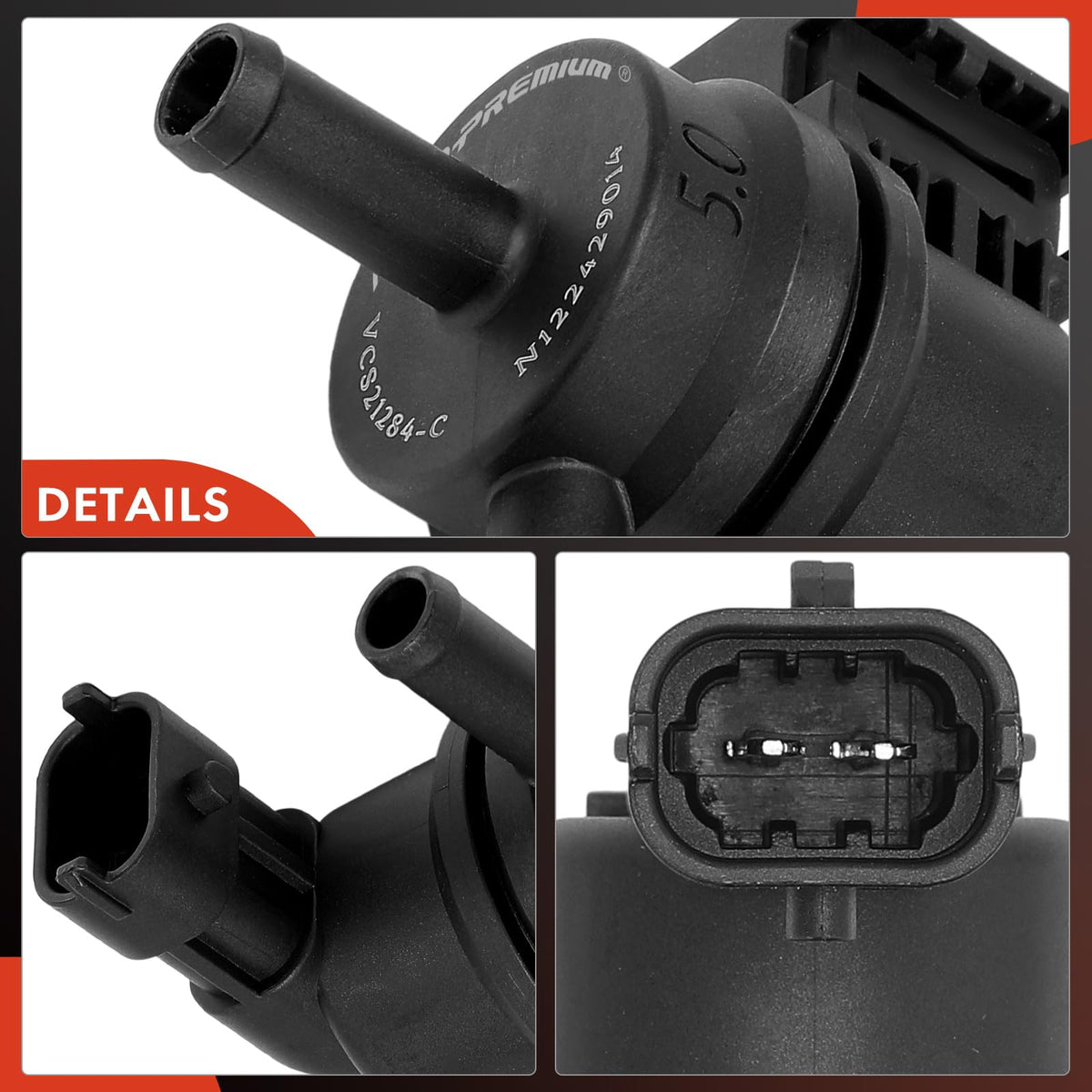 A-Premium purge valve packaging and label showing reference numbers for correct match