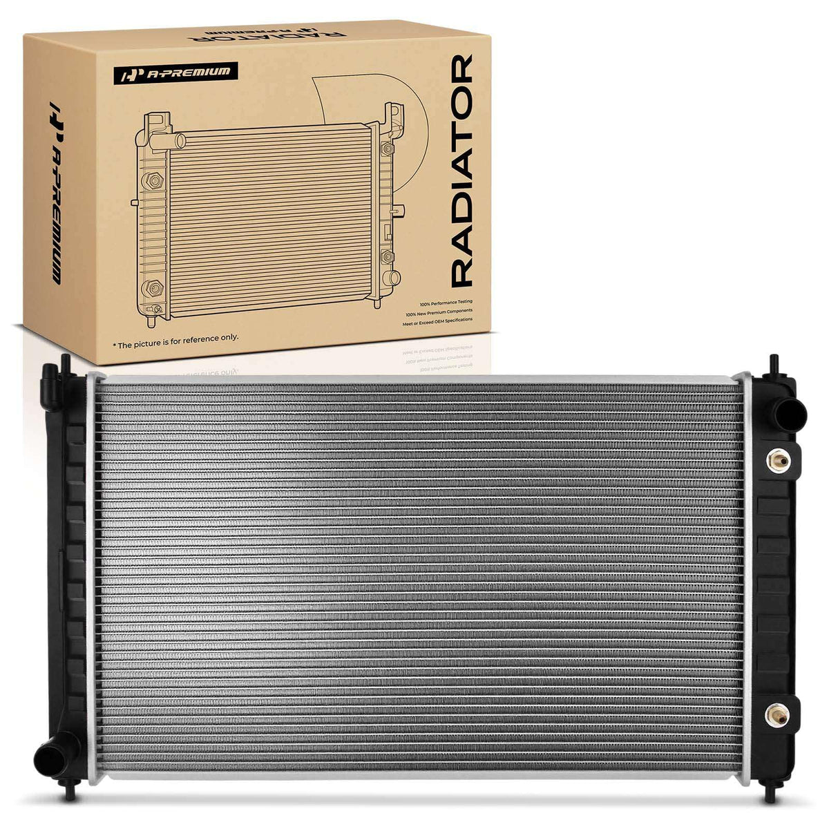 A-Premium radiator assembly front view showing full unit and fitment benefit