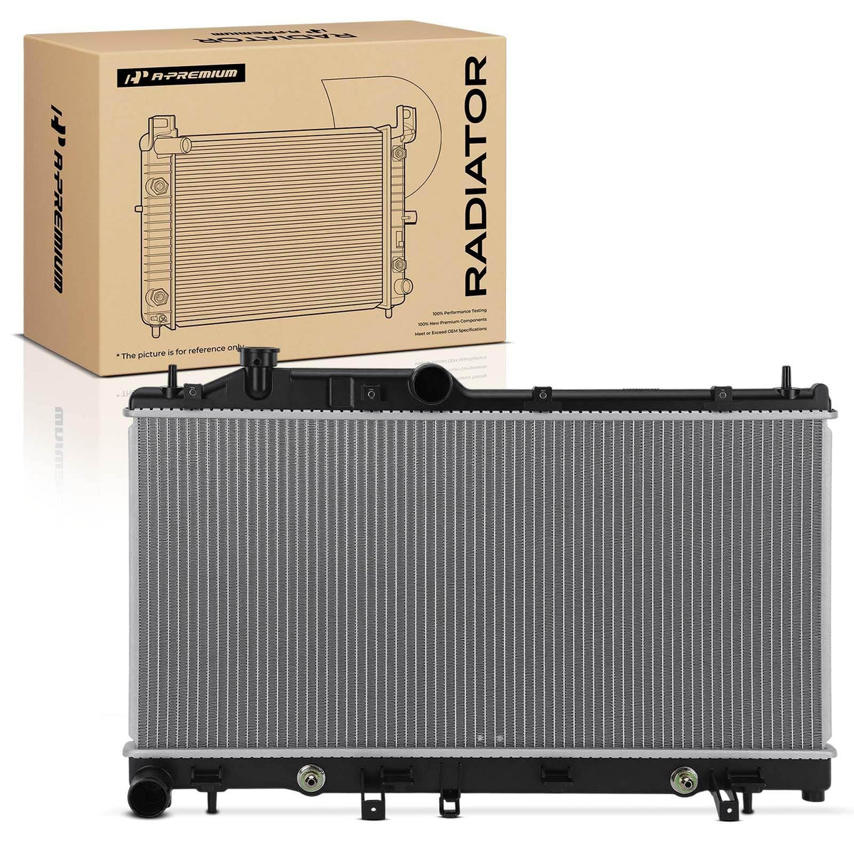 A-Premium radiator front assembly showing full unit and mounting points for correct fit