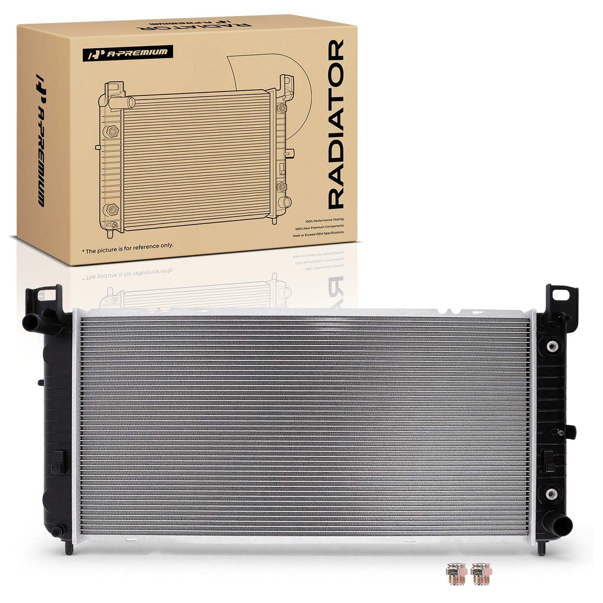 A-Premium front assembly view showing full-width radiator and fitment benefit