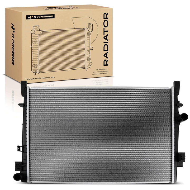 A-Premium radiator front view showing direct-fit design and easy replacement benefit