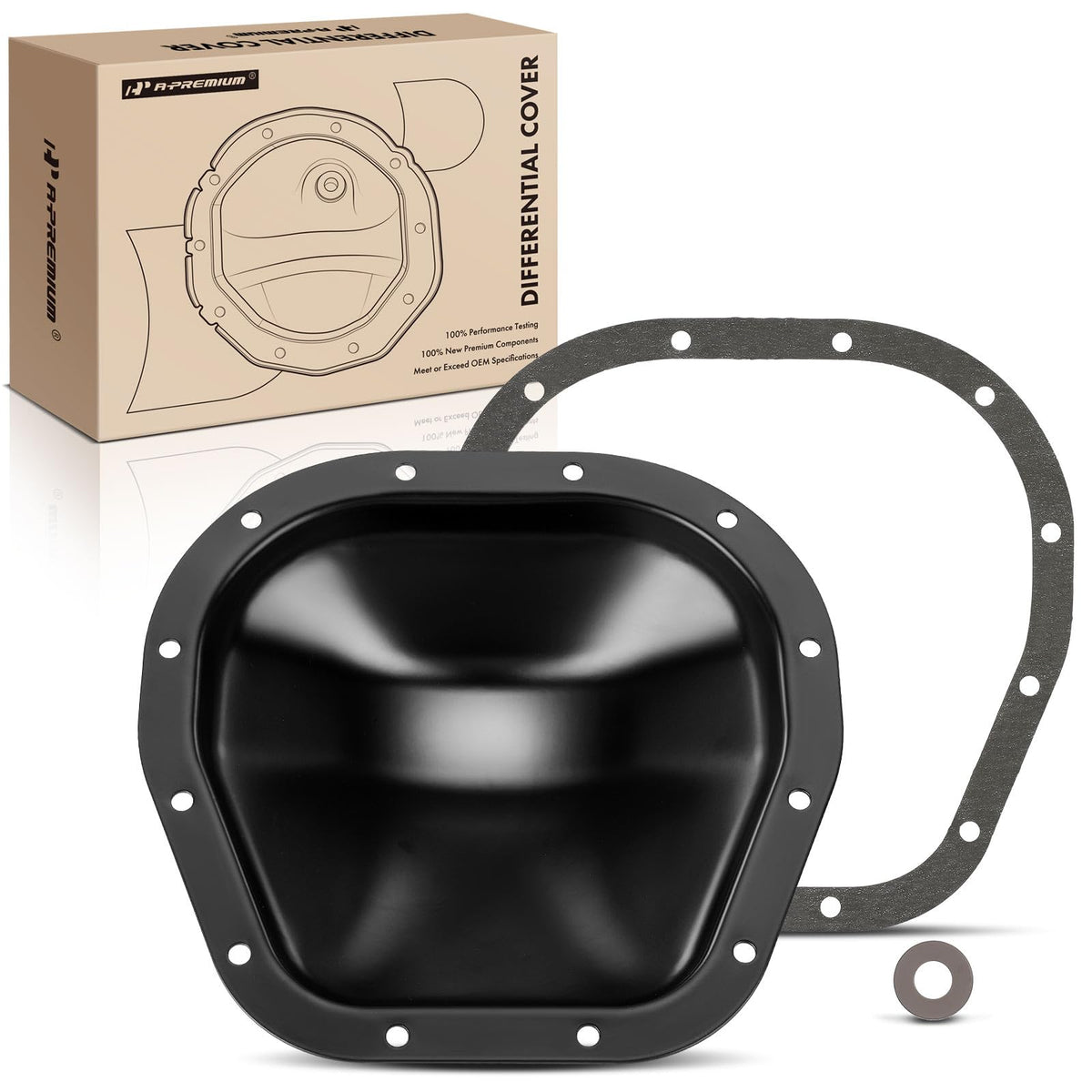 A-Premium front view of rear differential cover showing bolt pattern and fit benefits